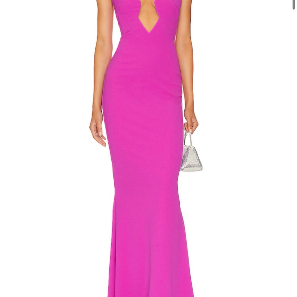 REVOLVE Hot Pink Plunge Neck Maxi Gown